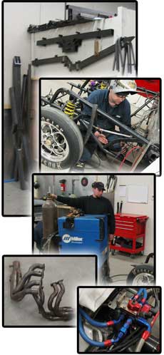 Drag race chassis and complete custom built racecars.